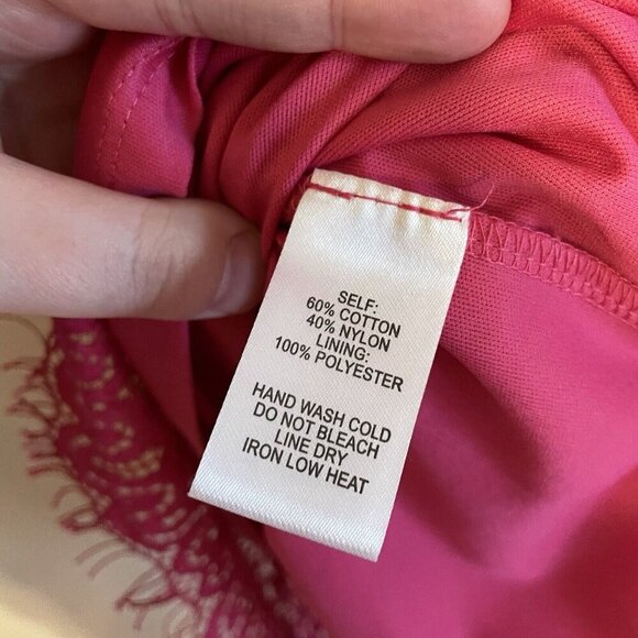 Lulus Women XS Fuchsia Lace High Neck Remarkable Short Sleeve Sheath Dress - Picture 11 of 12